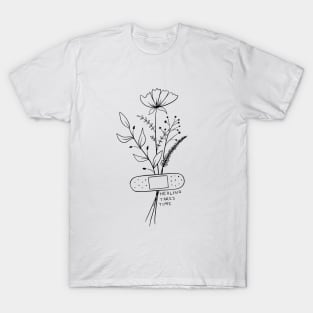 Healing Takes Time | Minimalist Floral Quote T-Shirt